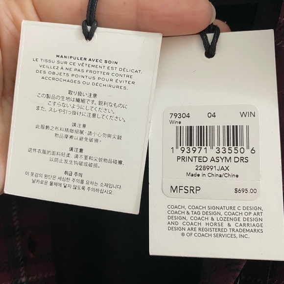 Coach Silk Red Plaid Asymmetrical Size 4 Mini Dress - Picture 8 of 10